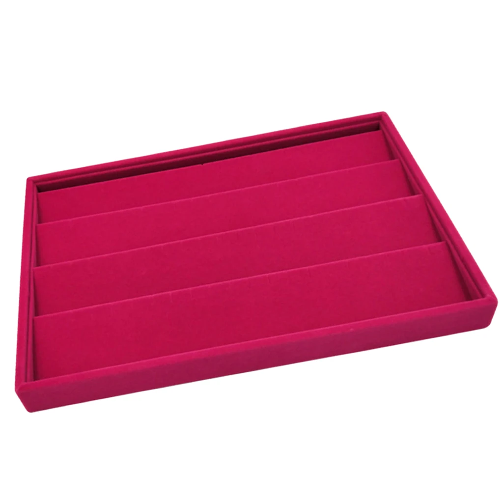  Rose Pink Velvet Jewelry Display Organizer Box Tray Showcase For Pendant Earring Necklace 12/24/30 Grids