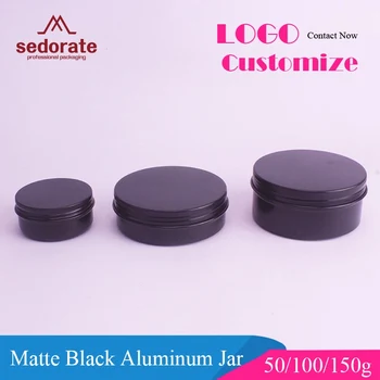 

Sedorate 50 pcs/Lot Matte Black Aluminum Jars For Cosmetic 50G 100G 150G Tea Case Hand Cream Round Jar Refillable Bottle MC8328B