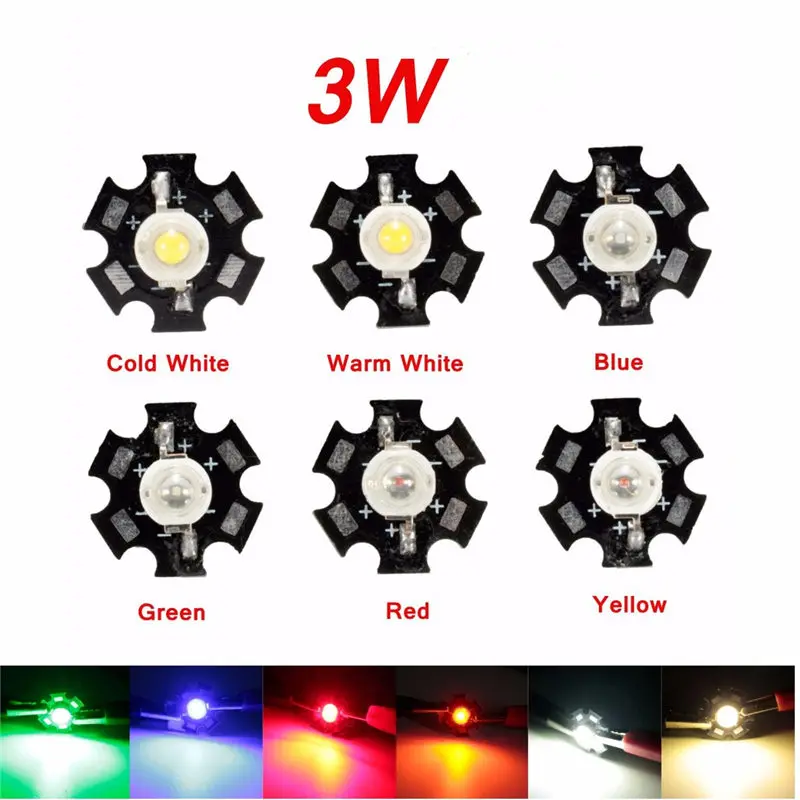 3 Вт высокомощный светодиодный светильник с чипами PCB, светодиодный светильник для растений, аквариумный радиатор, синий, зеленый, красный, желтый, теплый белый светильник ing