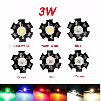 

3W High Power LED Chips PCB Bulb LED Lamp Plant Grow Light Beads Aquarium Heatsink Blue Green Red Yellow Warm White Lighting