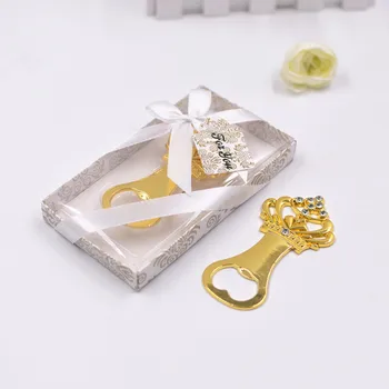 

50pcs Creative Wedding Crown Bottle Opener Gold Color 50th Golden Wedding Anniversary Beer Opener Party Favor Gift