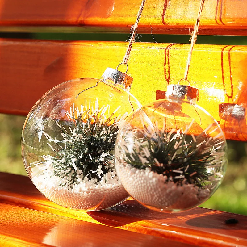 8pcs Clear Glass balls fillable with tree snow decor Christmas Xmas