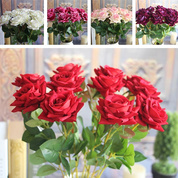 

Red Valentine's Mini Rose Spring Artificial Fake Flower Arrangement Bouquet Room Wedding Hydrangea Decor Flores Artificiales