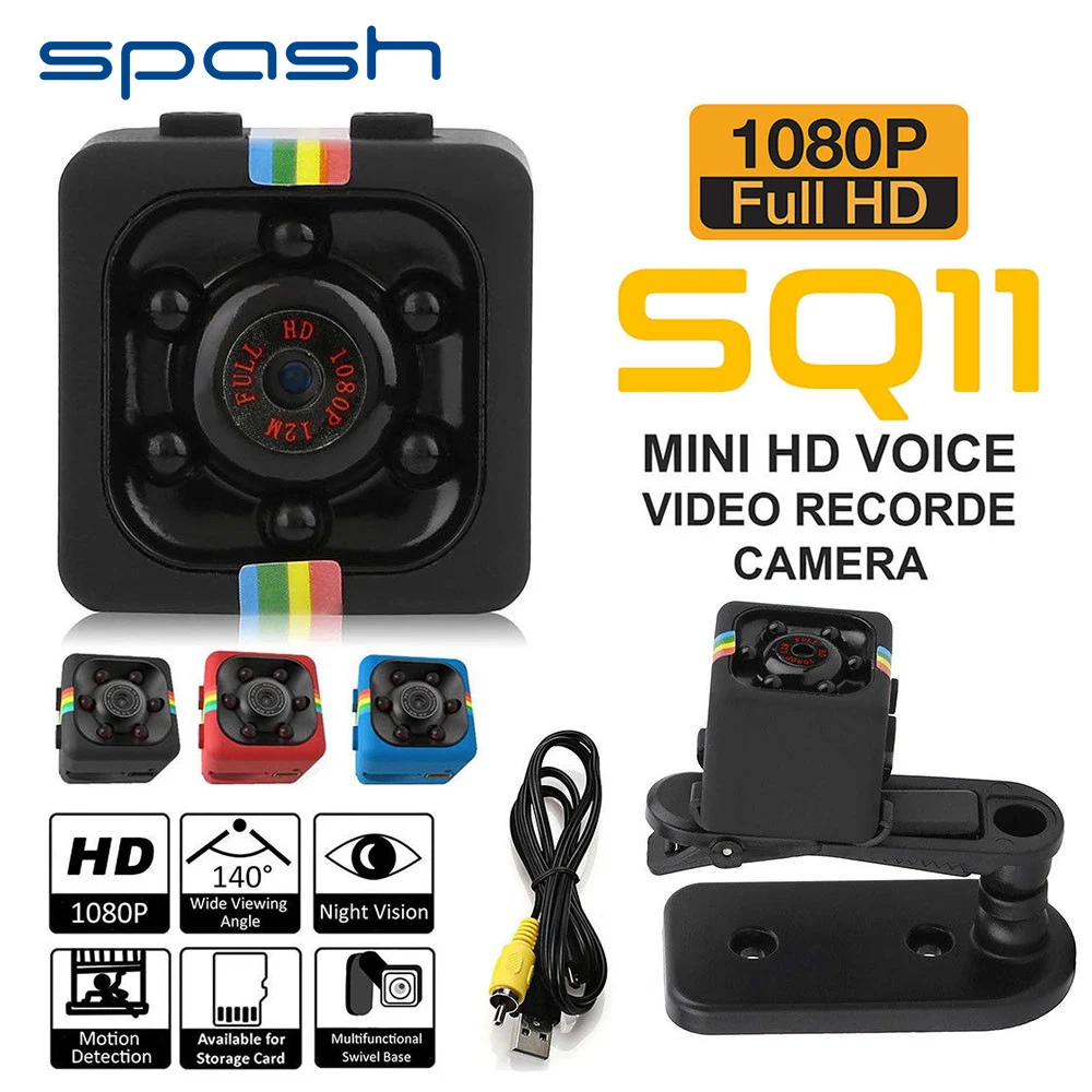 

spash SQ11 HD 1080P Mini DVR Camera Sensor Night Vision Video Recorder Micro Camera Infrared Cam Wide Angle Small DV Camcorder