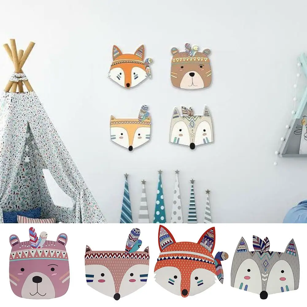 DIY милый мультфильм животное лиса Медведь Деревянный орнамент шкаф для шкафа
