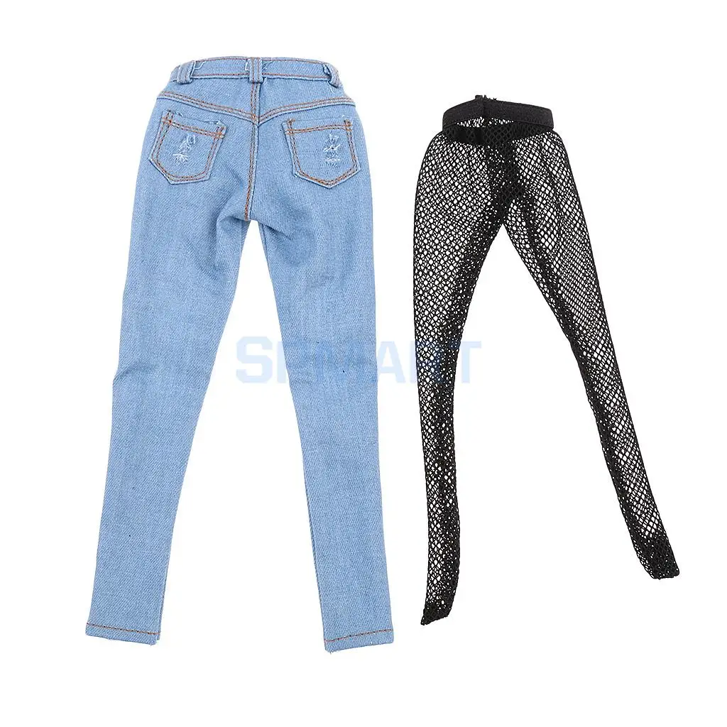 1/6 Scale Female Ripped Jeans Women Pants Clothes Set for 12'' Phicen Kumik Soldier Action Figures Collectible DIY Accessories