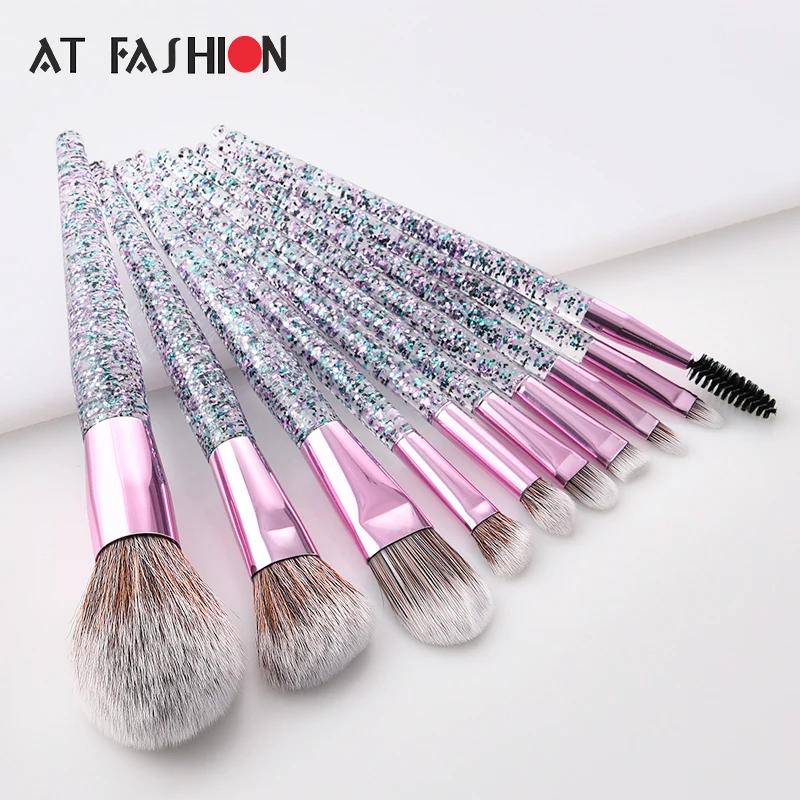 10Pcs Glitter Diamond Crystal Handle Makeup Brushes Set Eyebrow Eyeshadow Powder Foundation Face Make Up Brush Cosmetic Tool Kit 10Pcs Glitter Diamond Crystal Handle Makeup Brushes Set Eyebrow Eyeshadow Powder Foundation Face Make Up Brush Cosmetic Tool Kit
