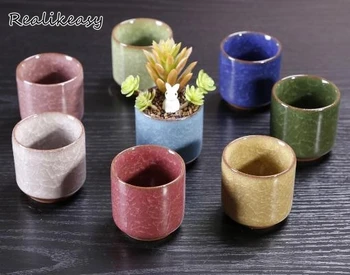 

2019 Mini Colourful Flower Pots Round Ceramics Home Office Decorion Planter 8 pieces/1 set Creative Succulent Plant Pots Z529
