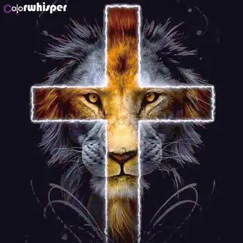 

Diamond Painting Full Square/Round Drill Lion Christianity Daimond Painting Embroidery Cross Stitch Kit Mosaic Rhinestone D010