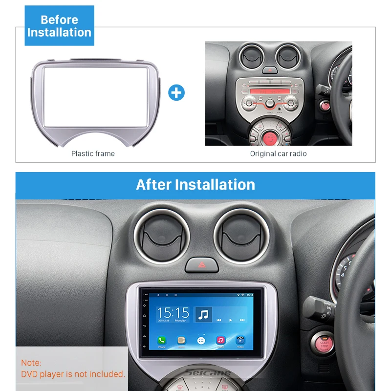 

Seicane 2Din Radio Installation Dashboard Fascia Frame Refitting Bezel Install Panel For 2010 Nissan March Separate