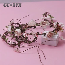 CC& BYX орнаменты ободки на голову Романтические Розовые цветы диадемы для девочек Свадебная вечеринка Корона Пляж Свадебные аксессуары для волос 4070