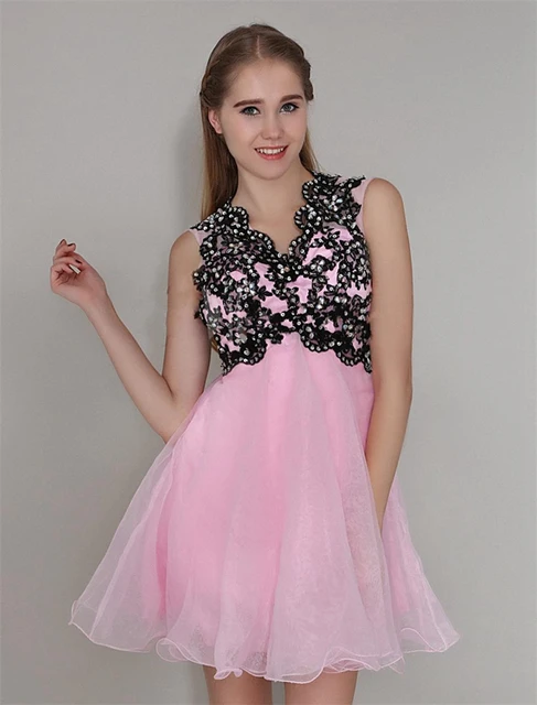 Nueva Homecoming Mini Vestido De Formatura graduación vestidos para el espectáculo De octava escuela secundaria grado Prom vestidos V cuello 2015 caliente venta -