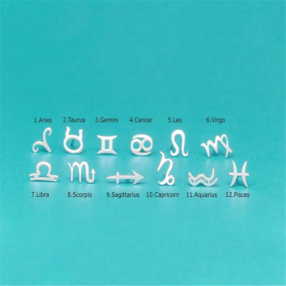 QIAMNI 12 лет с рисунком звездных знаков зодиака Созвездие гороскоп Астрология Galaxy Стад серьги, подарок на день рождения Для женщин Pendientes дропшиппинг