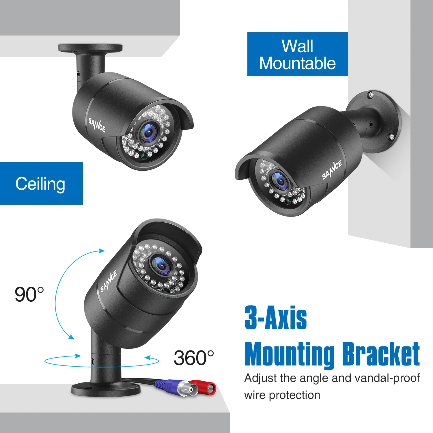 Камера видеонаблюдения SANNCE 8 каналов 1080P HDMI P2P TVI DVR 4 шт. 2000TVL 2.0мп IP|hdd kit|hdd 1hdd 2 |