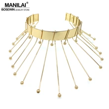 Manilai marca diseño único Rock metal declaración Collares joyería moda mujer 2018 collar grande gargantilla oro color aleación Torques