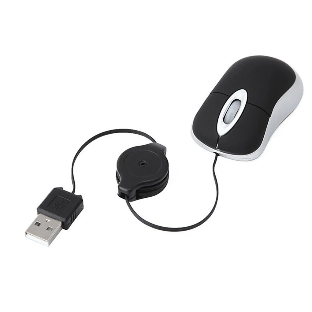 Милая Проводная мини мышь с выдвижным USB кабелем эргономичная игровая для офиса