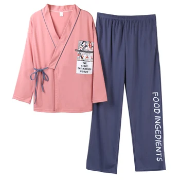 

Spring Pajamas For Women 100%Cotton Warm Pajamas Set Autumn Cartoon Long Sleeve V-neck Comfortable Soft Pyjama Femme Sleepwear