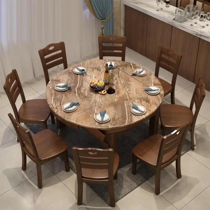 Marmol Set Pliante Piknik Masa Sandalye Eet Tafel Eettafel Juego Comedor Vintage Round De Jantar Bureau Mesa Desk Dining Table