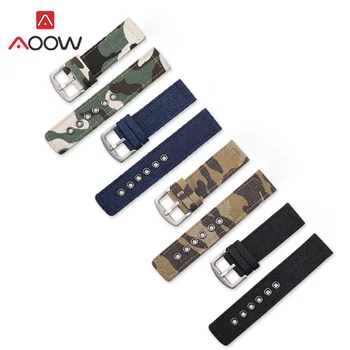 

AOOW Nylon Watch Straps Camouflage Belt Strap 18mm 20mm 22mm 24mm Stainless Steel Watch Accessories for Men Woman Watch Band