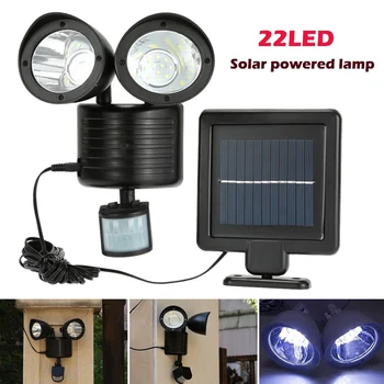 

Solar Lights Outdoor 22 LED Wall Mounted Motion Sensor Light Double Heads Adjustable Path Lamp WWO66