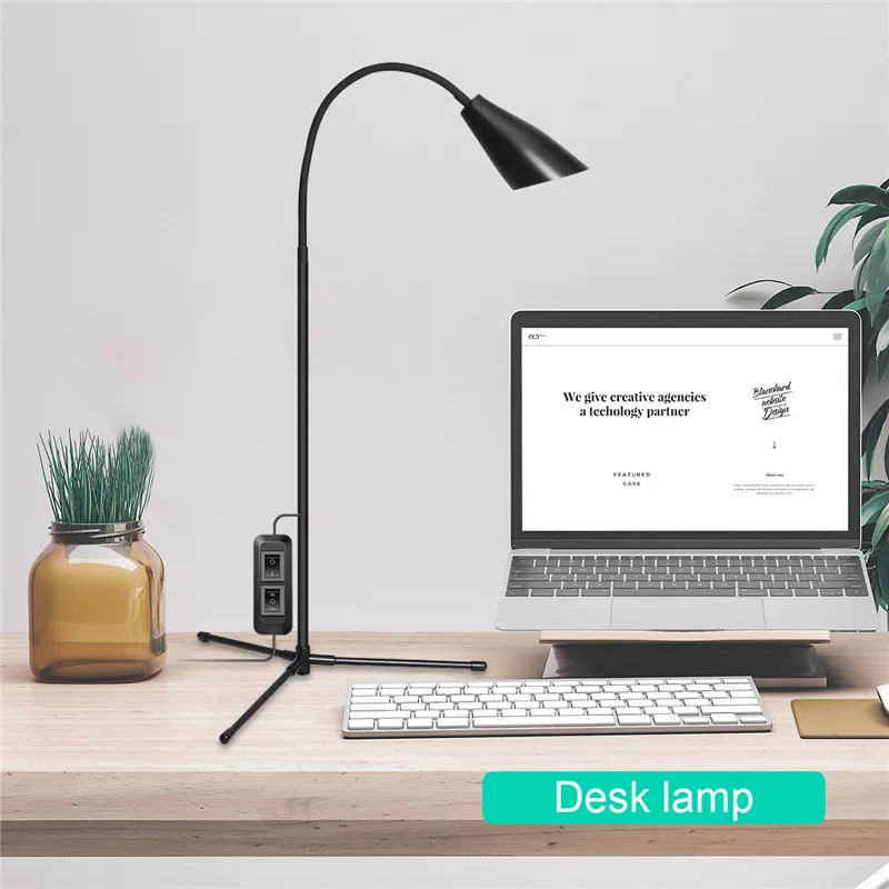 Напольные лампы с регулируемой высотой для помещений, светодиодный светильник с зажимом, настольная лампа с регулируемой яркостью для чтения, штатив для кабинета, штепсельная вилка стандарта ЕС/США