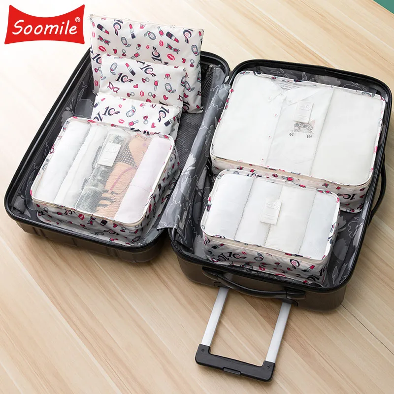 

New Travel Bags Sets Waterproof Packing Cube Portable Clothing Sorting Organizer Luggage Tote System Durable Tidy Pouch Stuff