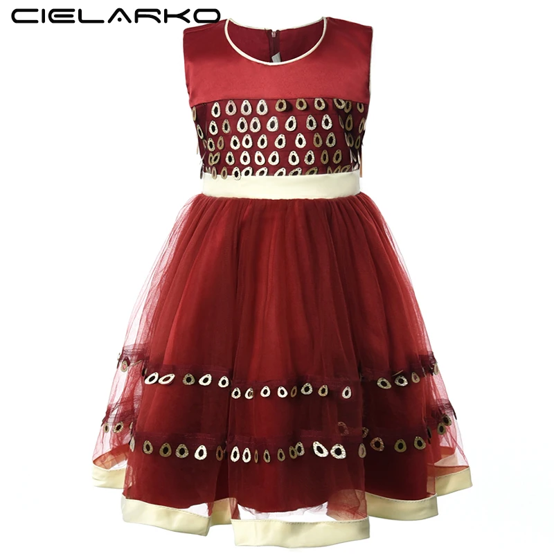 Cielarko Kids Dress Sequin Sleeveless Formal Girls Dresses for Birthday