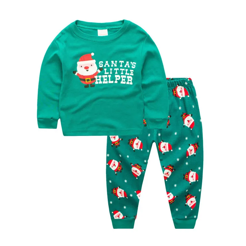 Пижама с единорогом Рождественская Пижама для девочек, детская пижама с рисунком динозавра, комплект одежды для сна для маленьких девочек - Цвет: P7087 Santa Pajamas