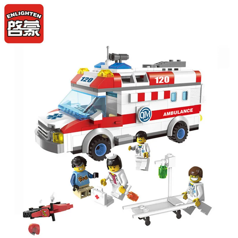 Enlighten-1118-Block-Ambulance-Series-DIY-328pcs-Bricks-Truck-Building-Blocks-Toys-Kids-Gift-Playmobil-Block