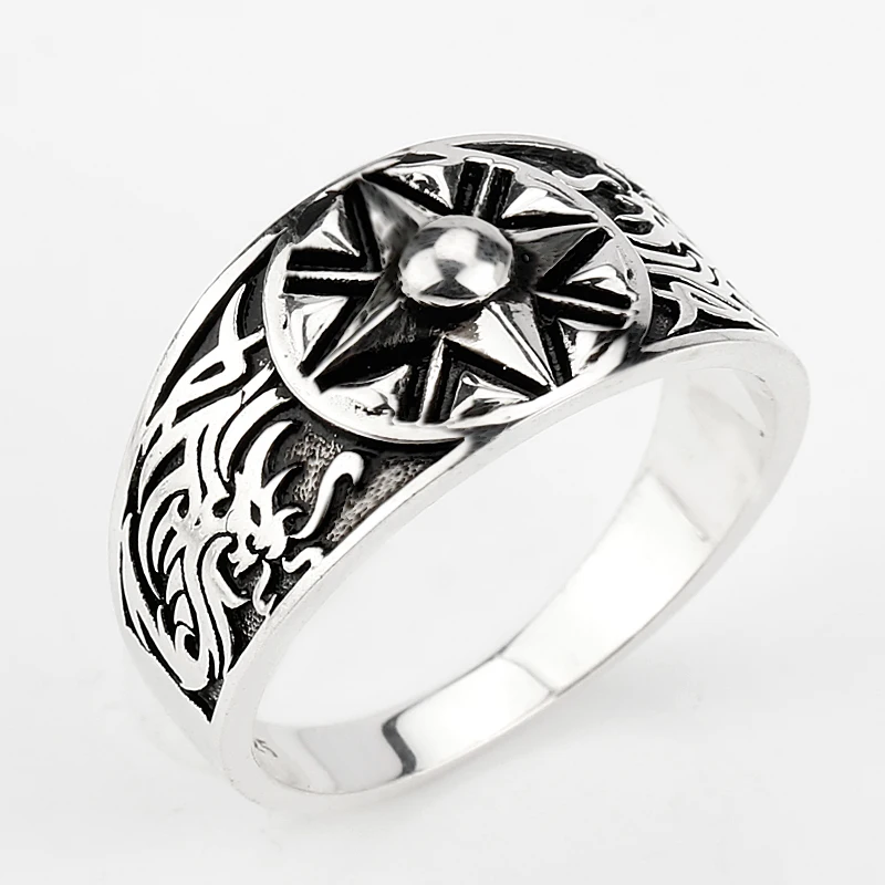

Vintage Style 925 Sterling Silver Radiation Sign Men Rings Lovers Charm Silver Rings For Men Women Jewelry