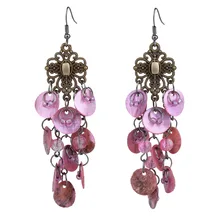 MYTHIC AGE Bohemian Bronze Color Shell Long Tassel Vintage Drop Dangle Earrings Jewelry For Women mythic age gold color ethnic chinese element cloisonne enamel leaves dangle earrings wholesale jewelry for women girls new