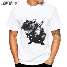 new fashion Angry street art baseball mouse/hamster printed men t shirt animal short sleeve funny tops hipster tee t-shirt
