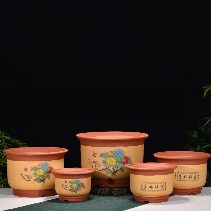 

Miniature Bonsai Pots Purple Clay Flower Pots All Handmade Painted Flowerpot Small Size Desktop Flower Pots Free Shipping