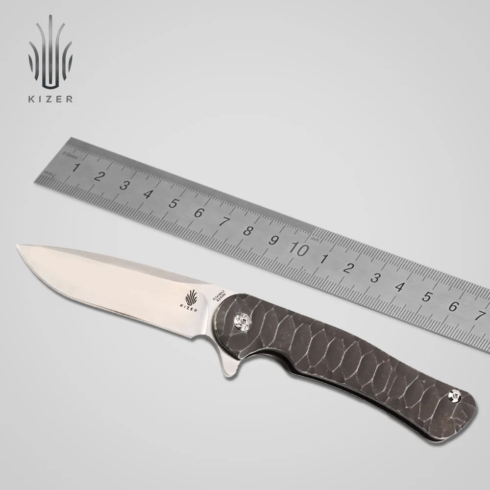 

Kizer folding knife Ki5466A2 survival tactical knife titanium handle high quality hand tool