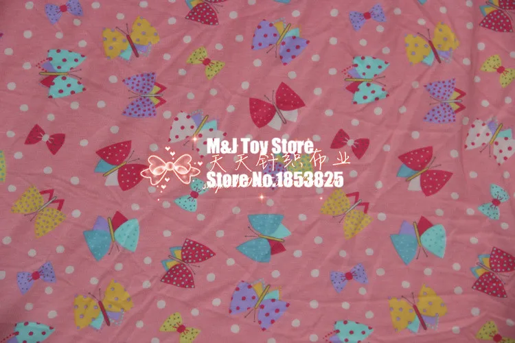 50x170 см Розовый Бант бабочка мягкий хлопок трикотажная ткань с принтом трикотажная Джерси ткань для постельного белья DIY детская футболка
