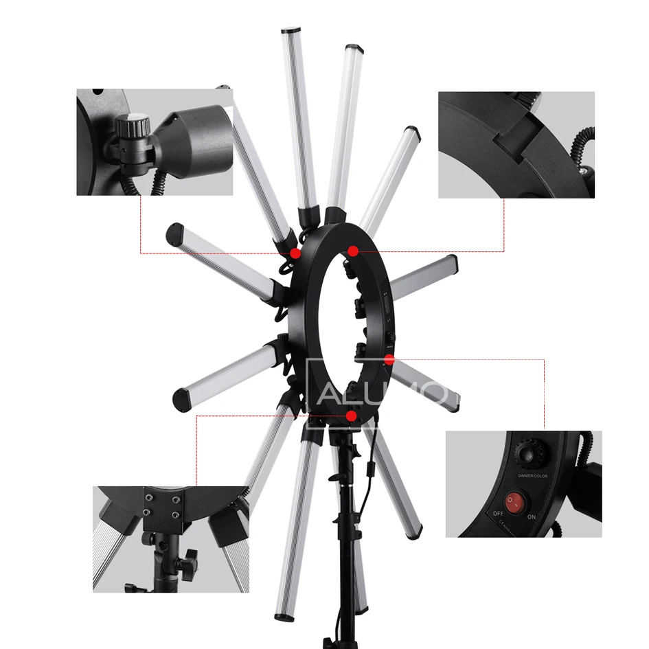  ALUMOTECH Foldable Easy Carry With 180W Bi-color 3200K~5600K LED Light For Photography Studio Video