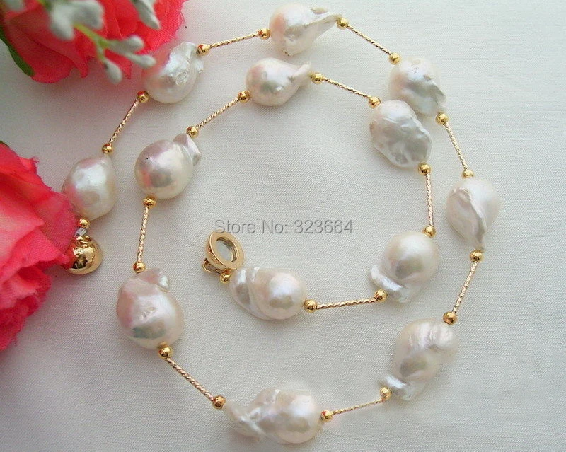 Цепочка с жемчугом в стиле барокко 13 х18 мм|baroque pearl necklace|pearl necklacebaroque |