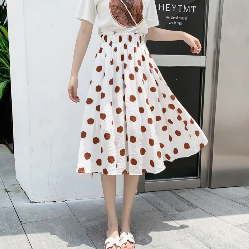 

BGTEEVER Irregular Ruffled Print Women's Skirt Elastic Waist Chiffon Skirts Womens Fashion Female Long Skirt Jupe Femme 2019