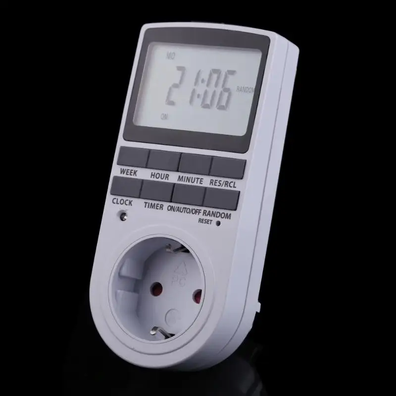 

Portable Plug in Digital Timer 24h 7day Week Timer LCD Display Timing for Indoor Appliance Lights/TV/PC/Fans/Kitchen US/EU Plug