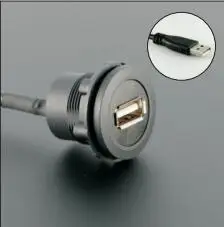 Разъем USB для установки на отверстие 22 мм гнездо A MALE с удлинительным кабелем (60 см
