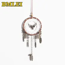 Ретро автомобиль кулон ручной работы Ловец снов перьевой подвесной автомобиль зеркало заднего вида орнамент авто украшение отделка Аксессуары