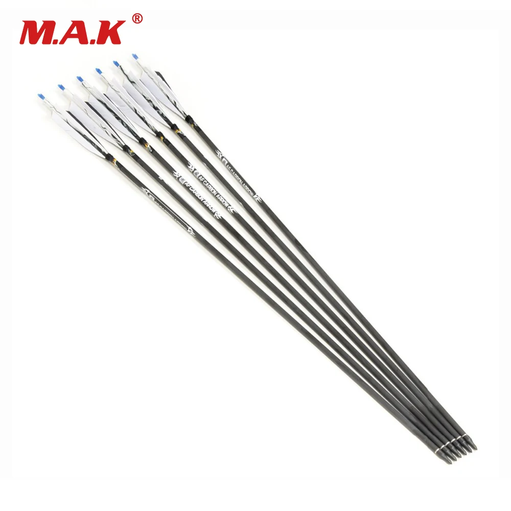 

6/12/24pcs Mixed Carbon Arrows 31Inches Turkey Feathers Spine 500 Change Arrowhead For Compound Bow Archery