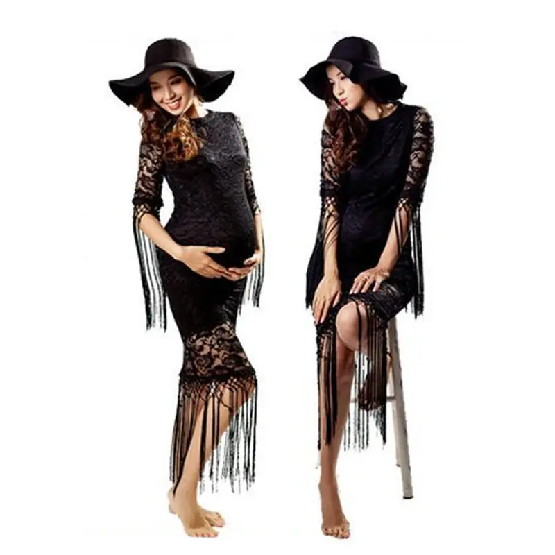 

Envsoll Maternity Photography Props Maternity Dresses Black Lace Dress Maxi Maternity Gown Pregnant Clothes Pregnancy Dress
