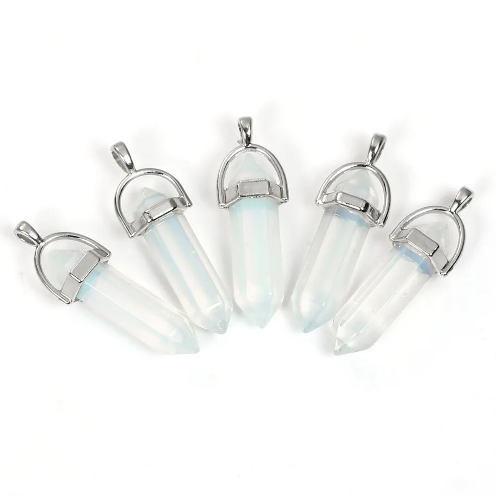 Карандаш Created Opal Подвески чакры тусклый серебристый цвет белый 4 1 см x (1 5/8 дюйма 4/8