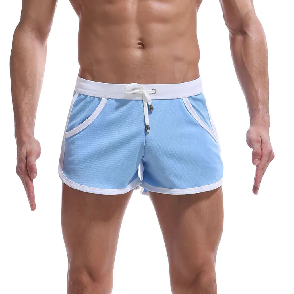 Mens gym Blue shorts Run jogging sports Fitness bodybuilding Sweatpants ...