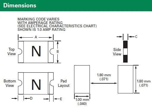 10 шт. в партии Littelfuse SMD SMT PPTC полипредохранитель сбрасываемый предохранитель 1206 0.16A 160mA 30V