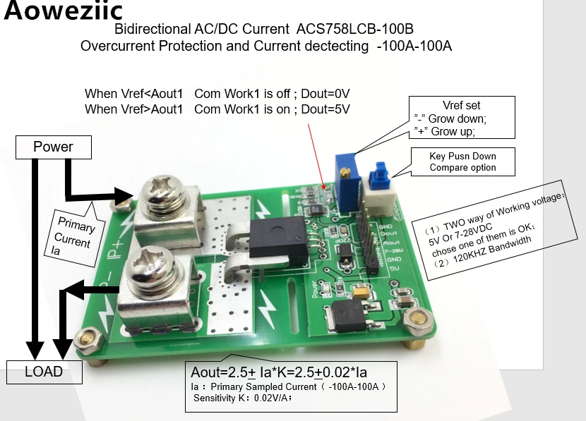 Aoweziic ACS758LCB-100B ACS758 AC/ DC detection over current protection module function Rang:-100A-100A | Обустройство дома