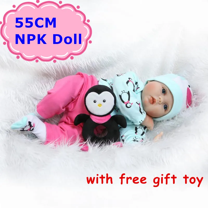 

NPK 55cm Soft Silicone Reborn Bebe Doll Vivid Vinyl Newborn Babies With Cute 22"Doll Clothes&Free Toy Boneca Baby Toy For Child