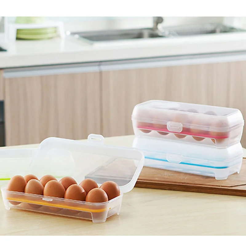 Кухонный органайзер для хранения яиц, коробка 10 ячеек для яиц, контейнер для еды, органайзер, коробки для хранения, однослойный контейнер для яиц