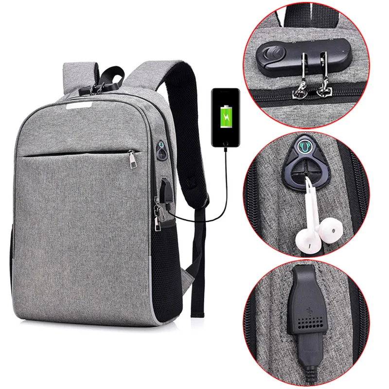 Anti Theft Men Canvas Backpack Zipper 